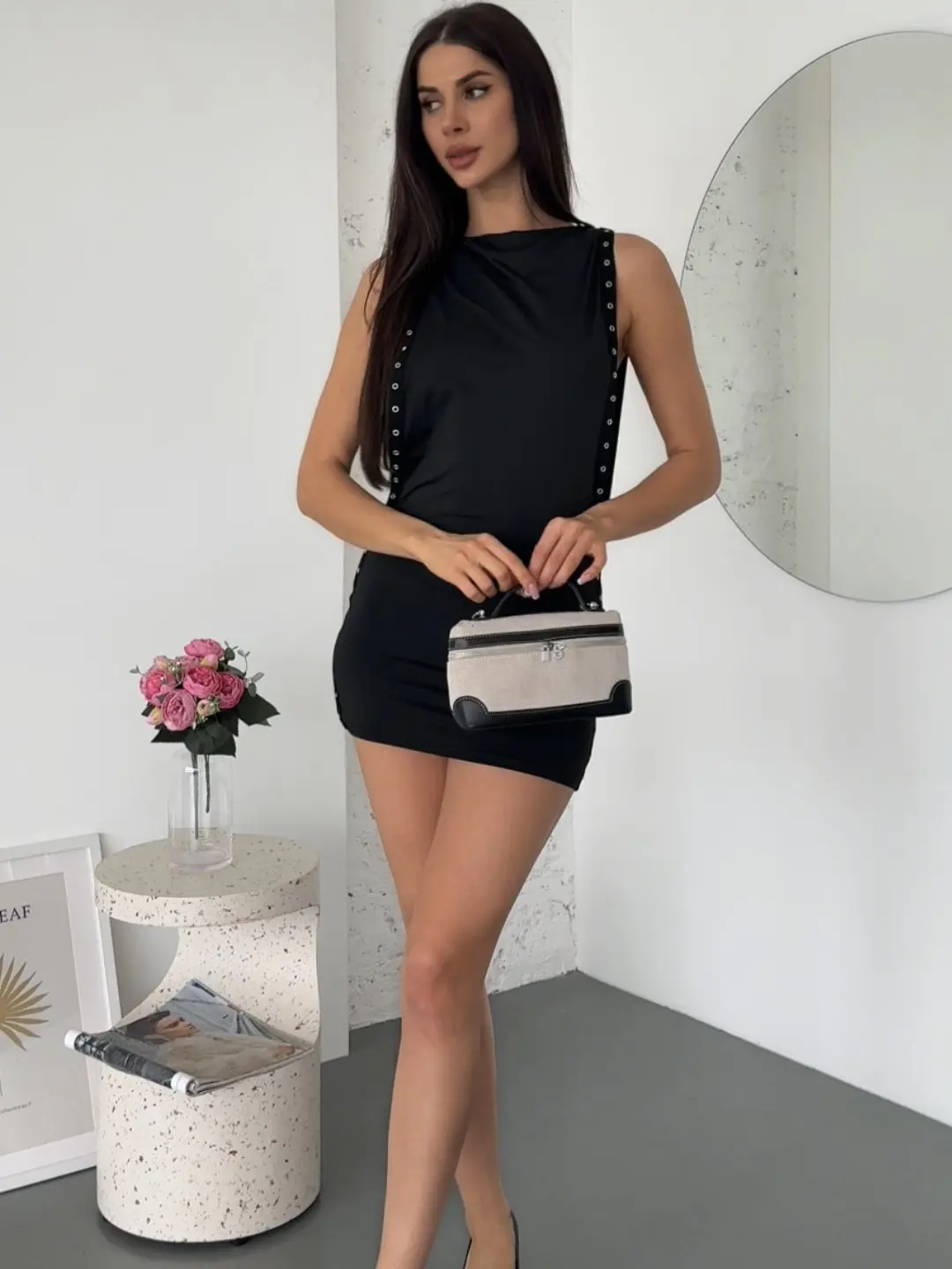 Women's Oversized Sleeveless Blouse Dress - Cool Embellished Edge Detail, Comfortable Streetwear Fabric, Casual Wear for Everyday Fit