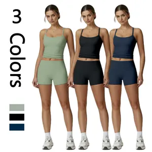 Women's 2pcs Outfits Casual Sets Ruched Camisole Tops And High Waisted Shorts/Pants Leggings Tracksuit Sets