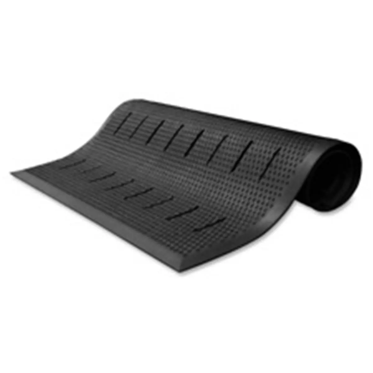 100% Rubber Non-Slip Anti-Fatigue Mat for Productivity & Indoor Wet/Dry Areas - 0.5 in. Thick, 3 ft. x 4 ft., Black, Beveled Edges, Durable Design with Drainage Slots & Raised Cleats, 100 Percent Rubber
