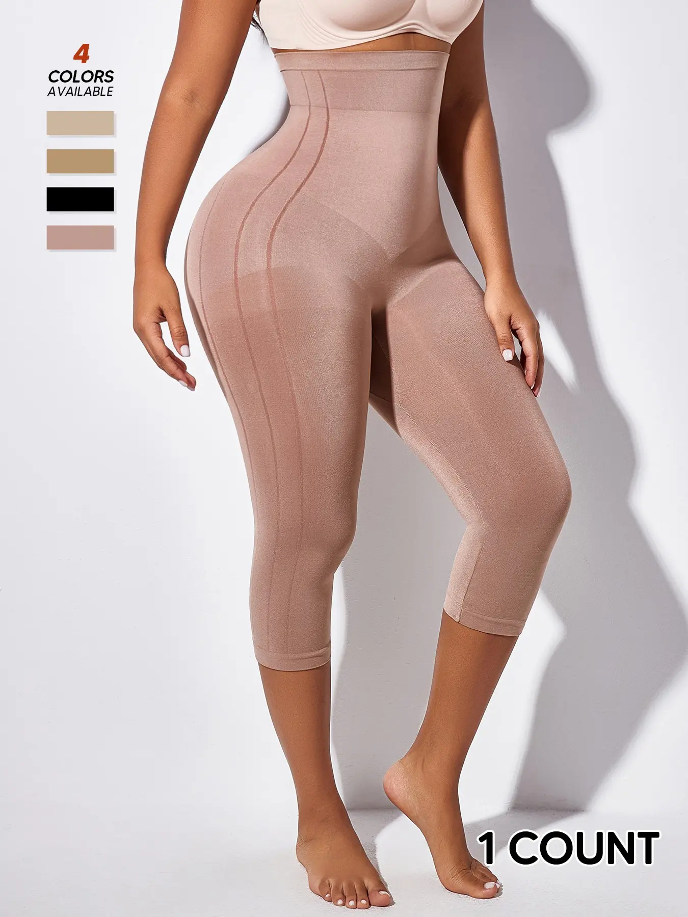 High Waisted Casual Basic Fit Everyday Wear Shapewear Capri Pants, Tummy Control Butt Lifting, Seamless Slimming Underwear, Stretchy Postpartum Recovery, Plus Size