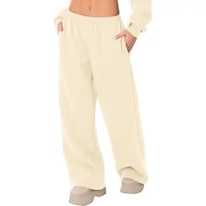 Wide Leg Sweatpants Women Low Rise Fleece Sweat Pants Fall Clothes 2025 Teen Girl Baggy Jogger Sweatpant with Pockets