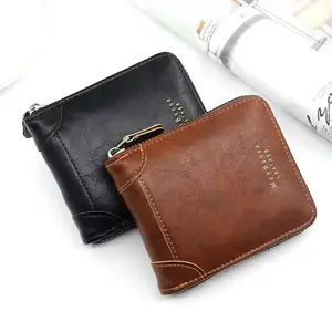 2025 New Men's Wallet | PU Leather Zipper Short Wallet  Retro Style Card Holder & Coin Storage  Stylish Money Bag for Everyday Use, Travel & Gifts