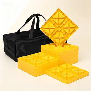 10 Packs RV Leveling Blocks with Anti-Slip Design, Camper Levelers for Travel Trailer, Chocks and Carrying Bag Included, Heavy-Duty Non-Slip Leveling Ramps for Camping Trailer - Yellow