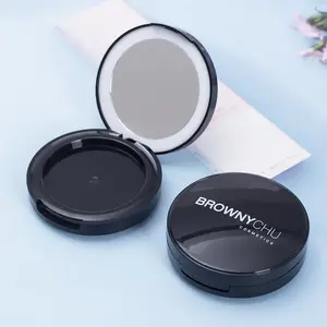 Portable LED Light Makeup Mirror with Powder Puff Storage Box, Multifunctional Foldable Mirror, Gift for Women & Girls