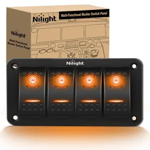 Nilight 4 Gang Rocker Switch Panel with Orange LED Light 5 Pin On Off Pre-Wired Aluminum Toggle Switches Waterproof for 12V/24V Cars Marine Boats ATVs Trailers RV Trucks summervibes