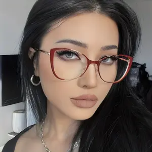 【Free shipping】Fashion Metal Cat Eye Flat Light Glasses Women's Glasses Festival Accessories Glasses