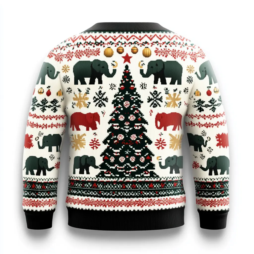 Festive & Funny: Elephant Ugly Christmas Sweater for Men, Women & Kids - Perfect for Holiday Parties & Family Gatherings! Great Holiday Gift!