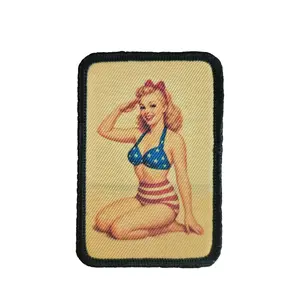 World War 2 wwii blonde pinup girl 2"x3" removable morale patch with hook and loop backing