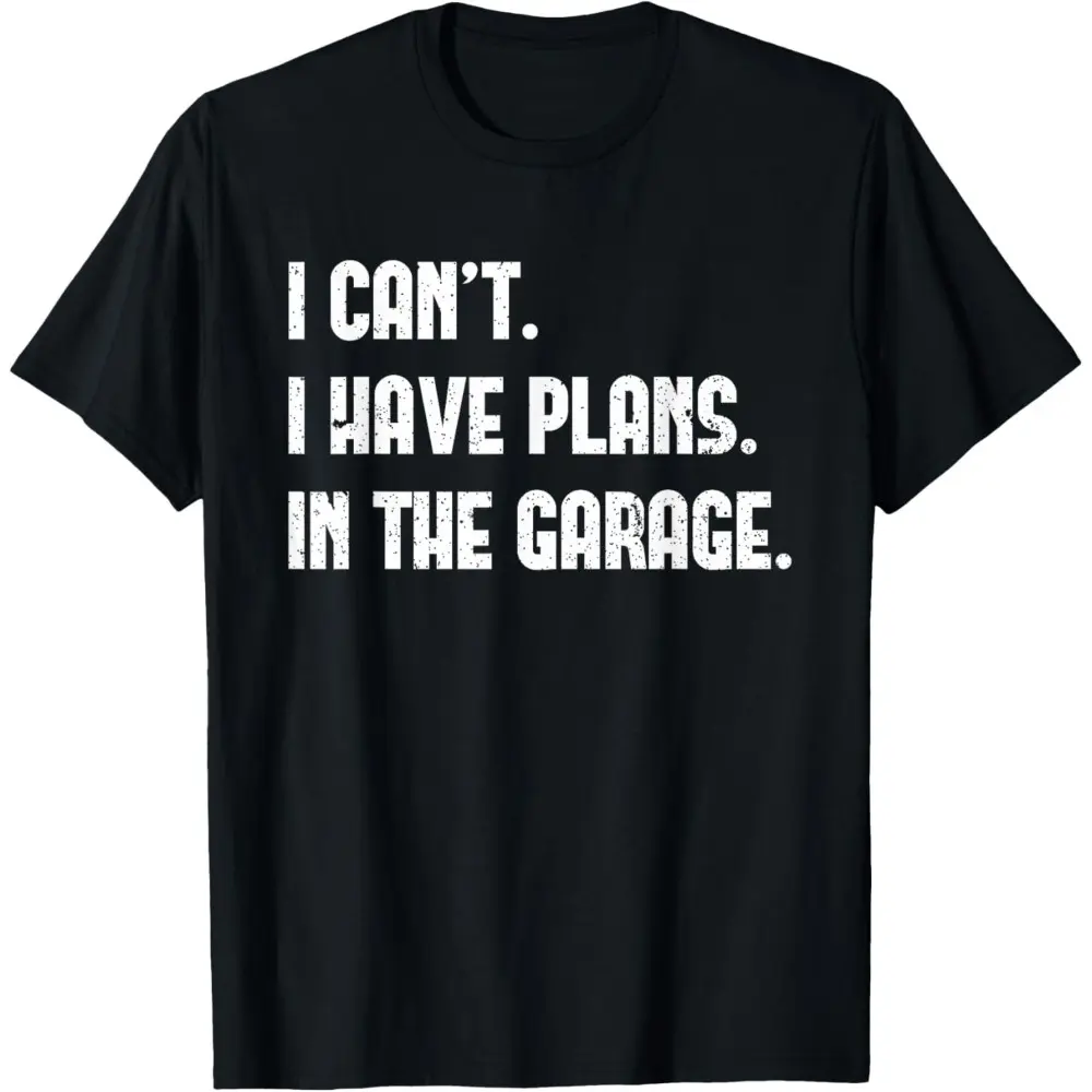 Men's Graphic T-Shirt with 'I Have Plans In The Garage' Slogan, Soft Cotton Casual Short Sleeve Tee, Funny Mechanic Dad Gift, Tshirt
