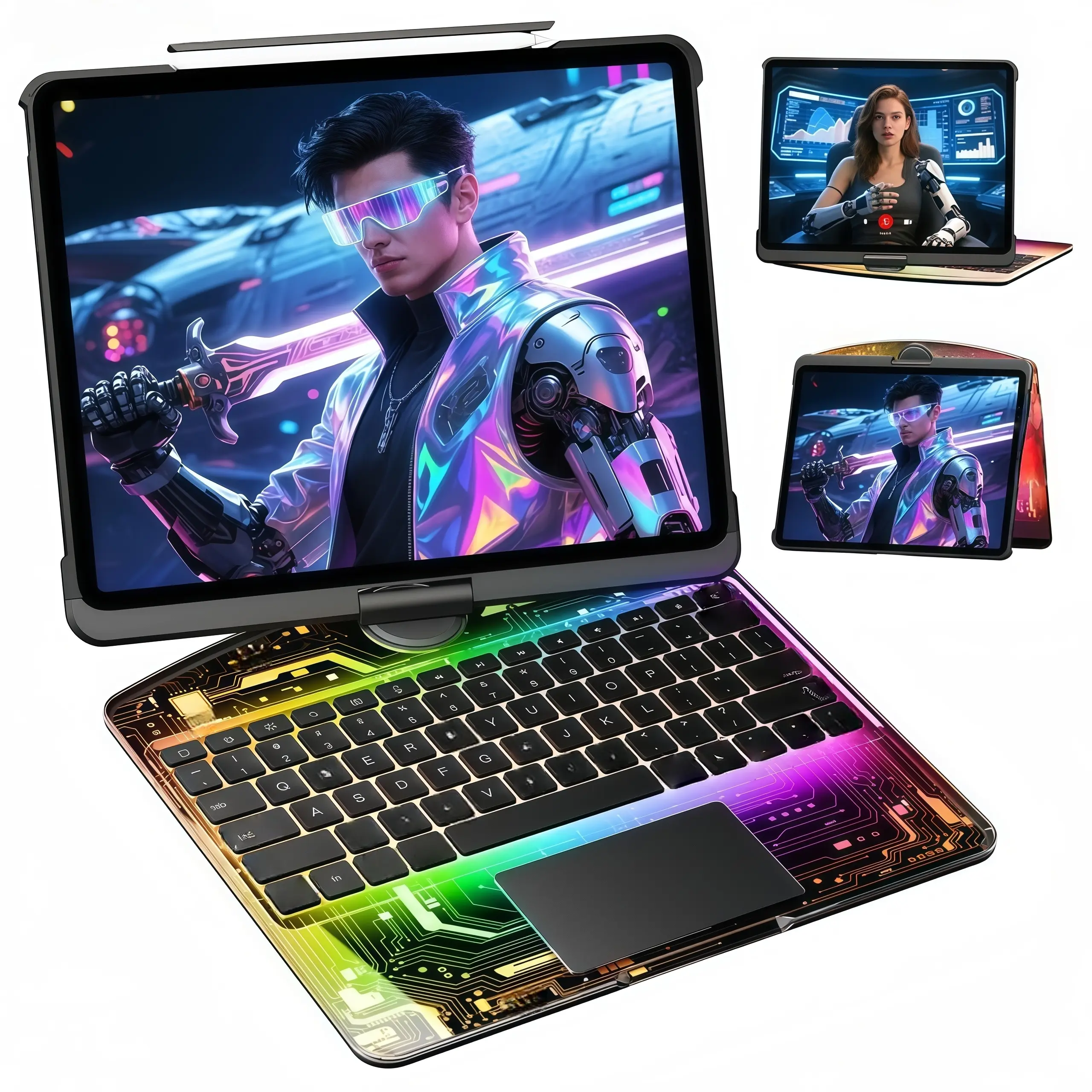 #SummerWins #DealsForYouDays.DarlingCase Y2K style Latest 360 Swivel iPad Keyboard Case for For iPad Air 13inch M4/M3/M2 2026/2025/2023, for iPad Pro 12.9inch 3rd/4th/5th/6th 2018-2022.Tablet Accessories Wireless Cyberpunk Digital Magnetic,ipad case. tikt