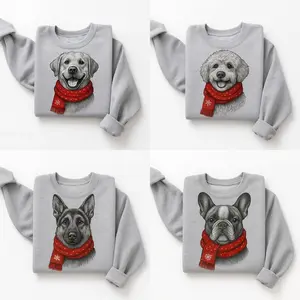 Custom Santa Paws Christmas Dog ASH GREY Sweatshirt – 43 Dog Breeds in Festive Santa Hat Gildan Unisex Holiday Pullover