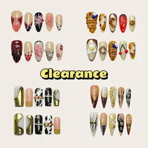 Moonovate - CLEARANCE COLLECTION 10pcs Handmade Press On Nails Almond Nails REUSABLE 3D Gel Fake Nails Acrylic Press On Nails | Summer 2025