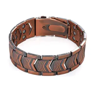 Copper Bracelet for Men 3X Strength, Copper Jewelry with Powerful 3800 Gauss Magnets,Adjustable，Premium Fold-Over Clasp, Jewelry Gifts for Men Wearable Matching Stainless Steel Charms Bracelets