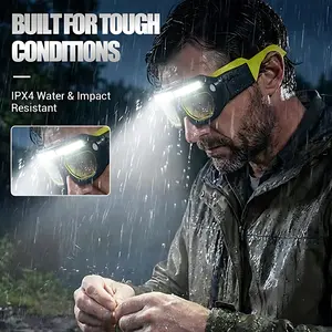 Rechargeable LED Glasses Headlamp Ultra-Bright 5-Mode Lighting Waterproof – USB Rechargeable Motion Sensor Lamp, Wide Beam Hands-Free Light for Outdoor, Running & Work High Lumen Flashlights