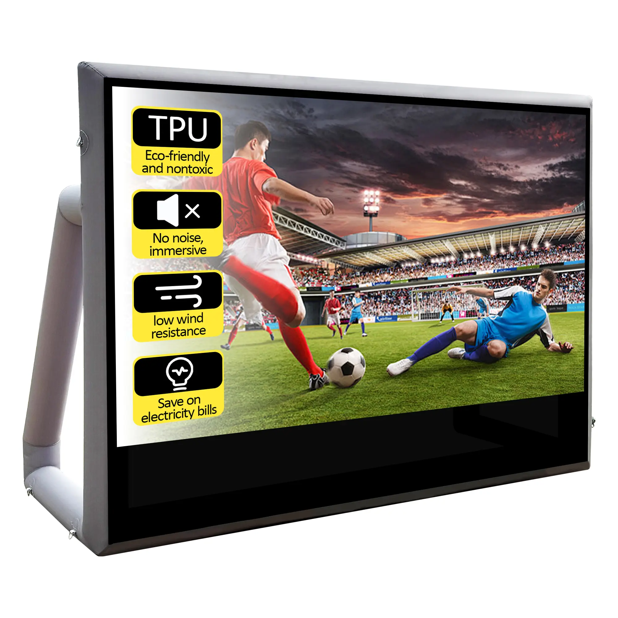 SAYOK Inflatable Projector Screen (8.3/10/12.5 FT), Portable Waterproof PVC Movie Screen with Stable Frame and Low-Noise Blower for Outdoor & Backyard Parties