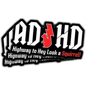 COMBO 3 PCS ADHD Stickers - AD/HD Highway to Hey Look a Squirrel, Funny Vinyl Truck Stickers Decals for Windows, Cars, Trucks, Laptops, Water Bottles