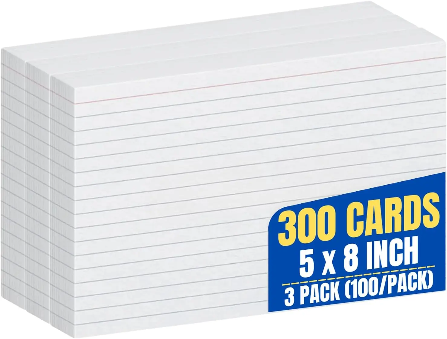 1InTheOffice Ruled White Index Flash Cards, 5x8 in Precise-Cut Edges, 100-Count per Pack, 3-Pack Office Stationery, Ideal for Taking Notes, Making Lists, Exam Studying (Computers & Office Equipment), Exams