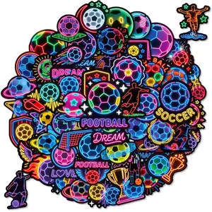 Neon Football Dinosaur Cartoon Series Graffiti Stickers, Set of 56 Pieces, Fun Kids' Decorative Stickers, Perfect for Crafts and DIY Projects