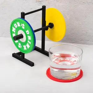 Barbell Rack for Squat Stands and Barbelts, Includes Four Non-Slip Rubber Cup Mats, Ideal for Hotels, Home Kitchens, Gyms