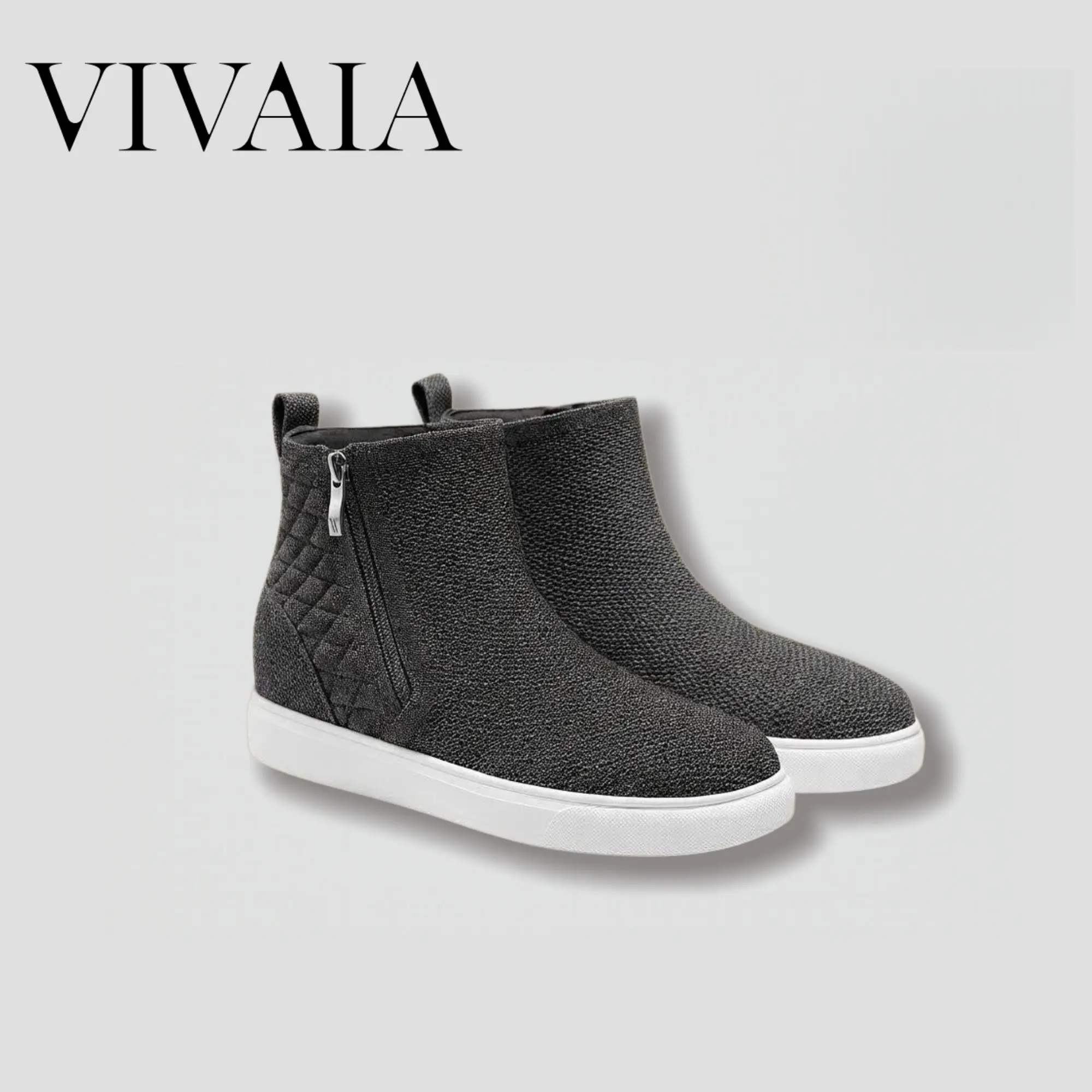 VIVAIA Women's Hidden Wedge Sneaker Boots – Removable Insole, Machine Washable (Remove Insole Before Wash), Wide Feet Friendly Booties, Hidden wedge Heelboots Fall Winter Footwear(Casey)