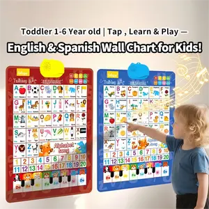 music poster Bilingual Wall Chart for Kids English & Spanish Interactive Learning ABCs Numbers Early Education Tool Classroom Decoration Cards