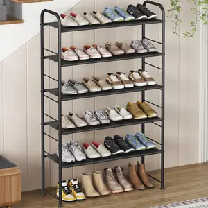 Sturdy 5-Tier Metal Shoe Rack Organizer for Closet Entryway Holds Up to 24 Pairs with Adjustable Feet & Heightened Bottom Design Easy Assembly Rust Resistant Finish