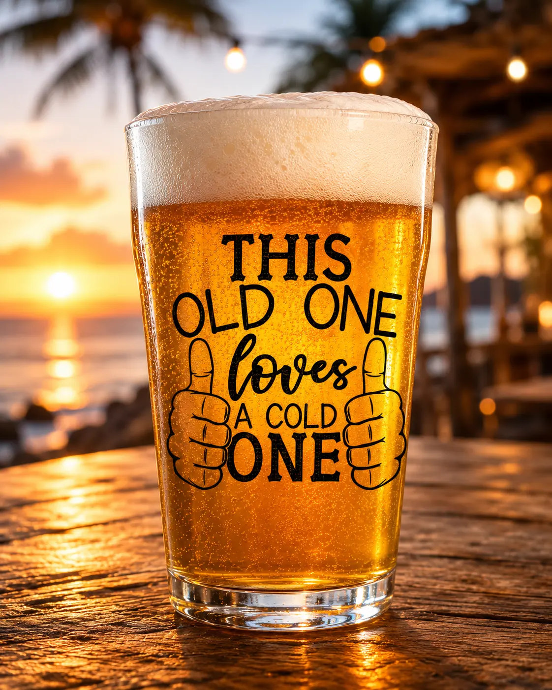 This Old One Loves A Cold One Custom Printed Whiskey Glass, Personalized Pint Glass, Stemless Wine Glass, Funny Drinking Glass, Custom Name Glass, Personalized Gift Glass, Beer Glass, Wine Tumbler, Graphic Printed Glass Cup