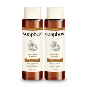 Soapbox Coconut Oil Hydrating Shampoo + Conditioner Set – Deep Moisture & Nourishment – With Coconut Oil, Aloe & Shea Butter for Healthy, Shiny Hair