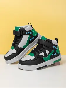 Fashion Skate Shoes High Top Trainers, Comfortable Durable, Easy Magic Tape Closure, Perfect for School Sports and Indoor Outdoor Play, Sneaker Trainer