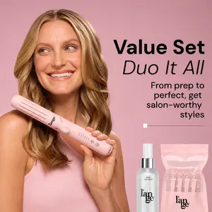 L'ANGE HAIR -  Duo It All Starter Pack - Le Duo 2-in-1 360 Titanium Airflow Curling Iron, Alligator Hair Clips, Rival Heat Shield Protectant 4oz, Hair Curler, Heat Protection, Titanium Plate