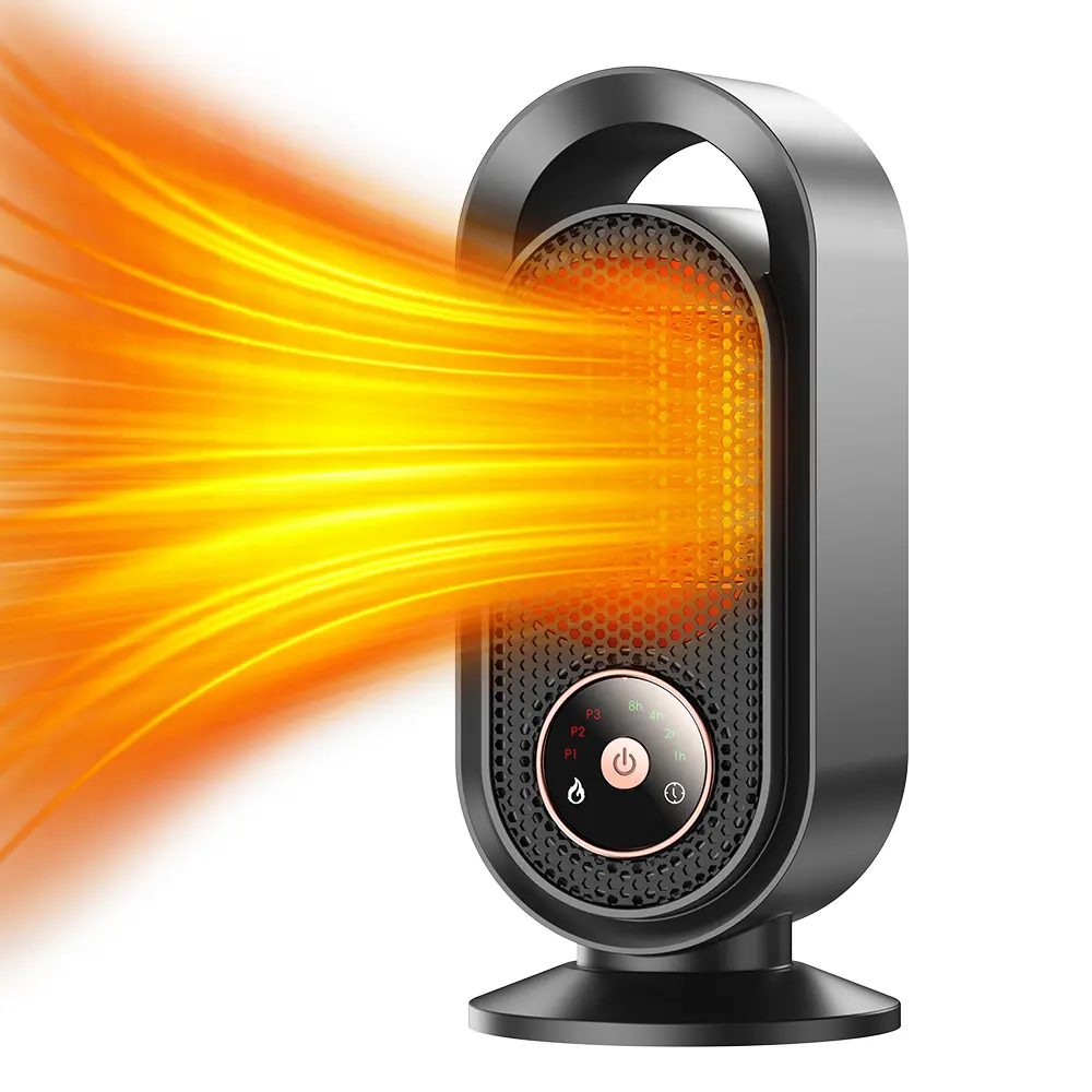 UNIQNOVA Electric Space Heater PTC with 3 Speed, 1-8HR Timer, Tip-Over Auto Shut Off, Overheating Safety Protection, Fast Ceramic Heater for Indoor Use, 1500W Max Power Quiet Portable