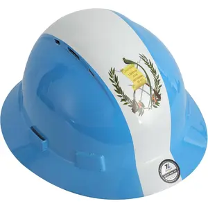 HDPE Full Brim Hard Hat, Construction Safety Helmet with Vented Holes, 6 Point Adjustable Ratchet Suspension, ‎Meets ANSI/ISEA Z89.1, Flag