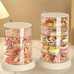 Multi-Layer Rotating Jewelry Organizer Box, Transparent Hair Accessory Display Tray, Makeup Table Storage Box, Jewellery Sorting Container, Clear, Home Jewelry Organizer