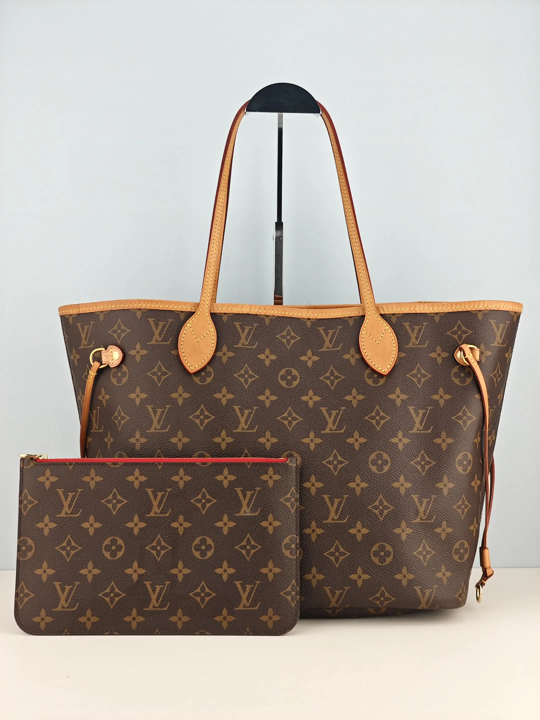 Pre-owned PVC coated canvas Shoulder Bags Louis Vuitton Neverfull MM Monogram Canvas Tote Bag With matching pouch【AR5220 2】
