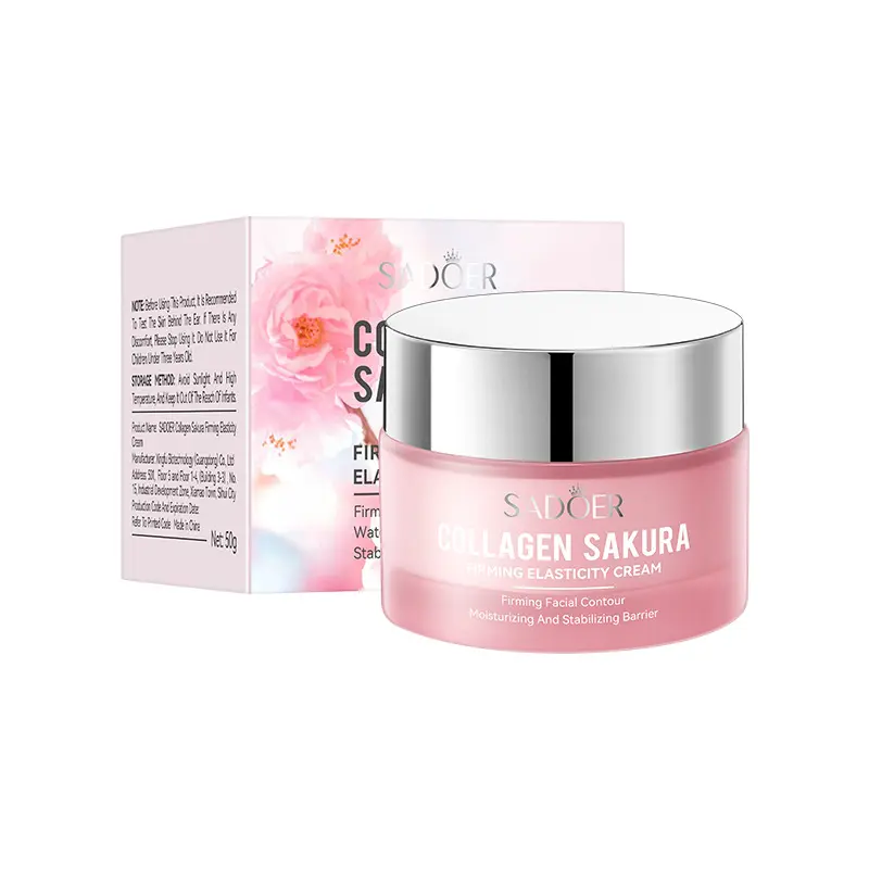SADOER Collagen Sakura Firming & Moisturizing Skincare Set - 50g Daily Facial Moisturizer Cream, Boosts Elasticity, Stabilizes Skin Barrier, Anti-Aging, Hydrates, Glows Skin, Glow Skin