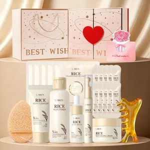 LAIKOU Rice Glow Skincare Set | Jelly Mask, Eye Cream, Serum, Toner, Cream, Sleeping Mask & Cleanser | Hydrate, Nourish & Improve Dull Skin，Brightening & Youthful Radiant Skin, Best Gift For Mother’s Day Gift Or Holiday Gift