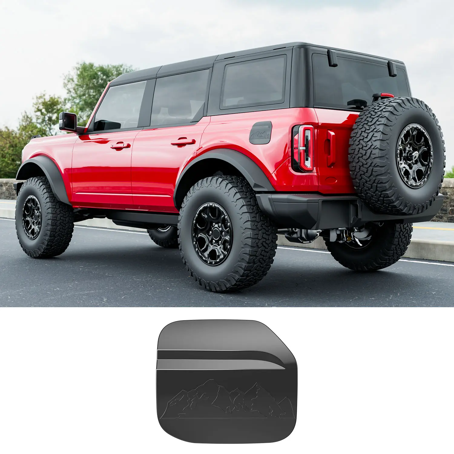 [Fits 21-26 Bronco] Gas Cap Compatible with 2021-2026 Ford Bronco 2/4 Door Gas Door Cover Glossy Black Fuel Tank Cap Trim Replacement for 2021-2026 Ford Bronco Accessories