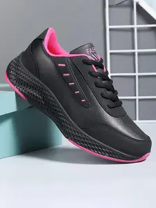 Sporty Women's Letters Print Lace Up Sports Running Shoes, Fashionable Comfortable Breathable Waterproof Outdoor Sneakers, Female All-Match Round Toe Shoes for Daily Wear, Athletic Running Shoes, Casual Running Shoes