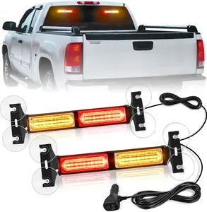 Nilight 40LED Amber Red Strobe Traffic Advisor Light Bar with Suction Cups Dash Safety Working Flashing Lights Interior Front/Rear Windshield for Trucks Construction Vehicles