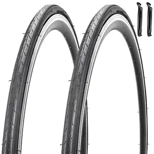 2 Pack 700C Road Bike Tires 700 x 23C 23-622 Folding Replacement Road Bike Tire Fixie Parts for City Commuter Road Pavement Garden Trail Bike Tires