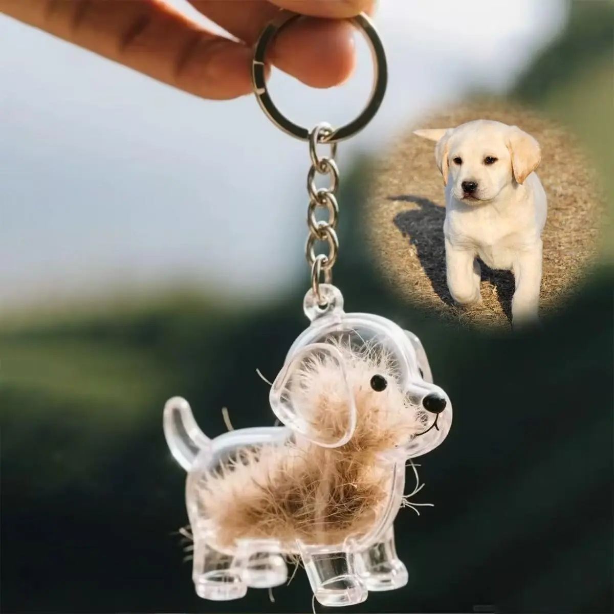 Personalized Dog Fur Keepsake CharmTransparent Dog Hair Organizer Charm, Dog Hair Storage Capsule Keychain Pendant – Carry Your Pup’s Love Everywhere!