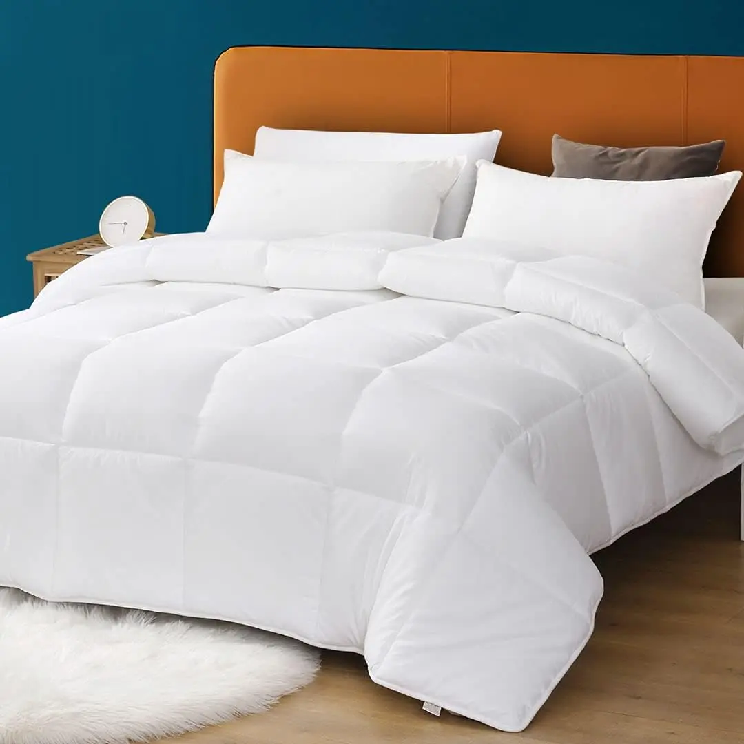 Cotton Cover Down Alternative Comforter Queen - All Season Ultra-Soft Skin-Friendly Cloud Breathable Microfiber Comforter Duvet Insert (88x88, White)