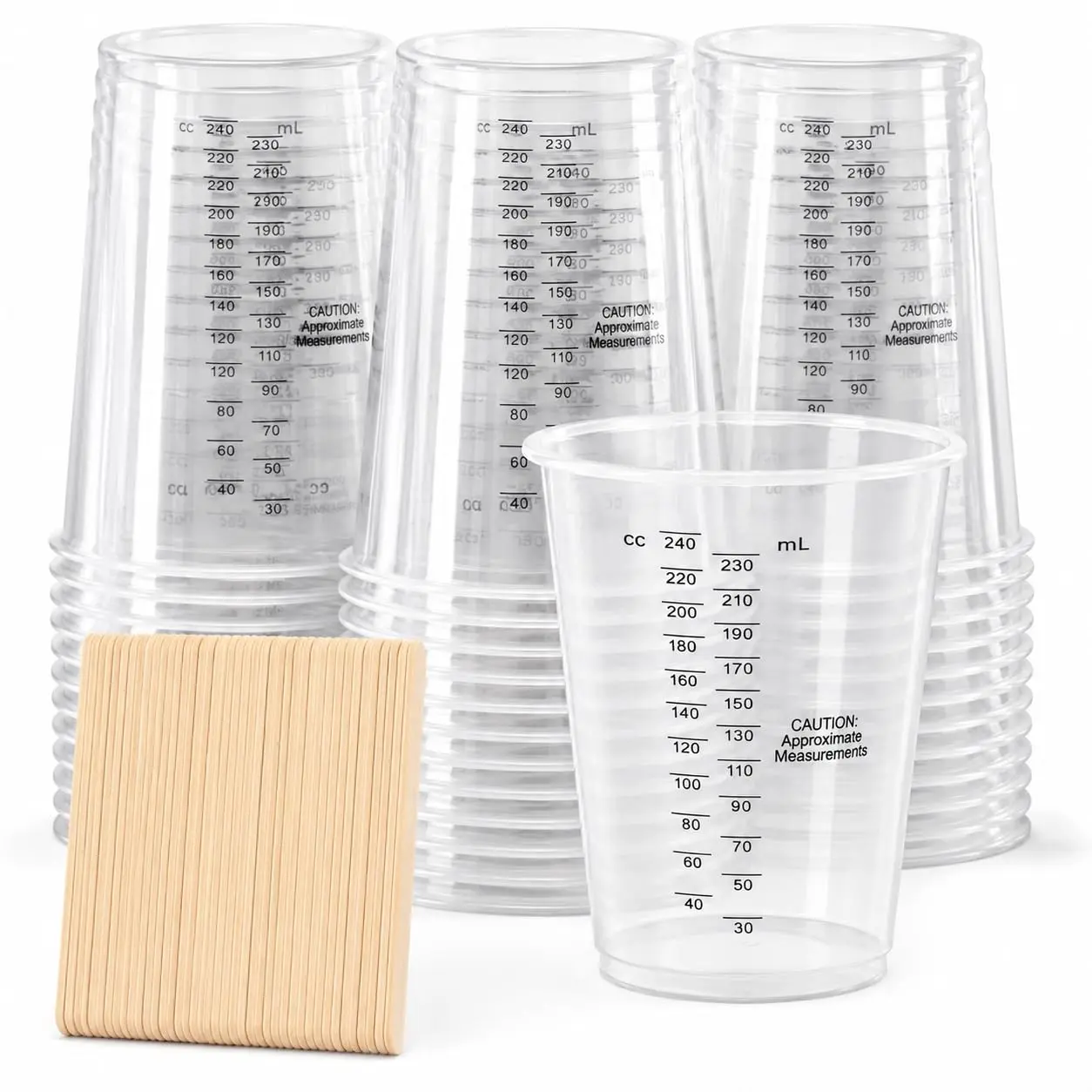 100 Pack 8oz Clear Plastic Measuring Cups Graduated Mixing Cups Disposable Reusable Graduated Markings Resin & Paint Mixing, Cooking & Baking
