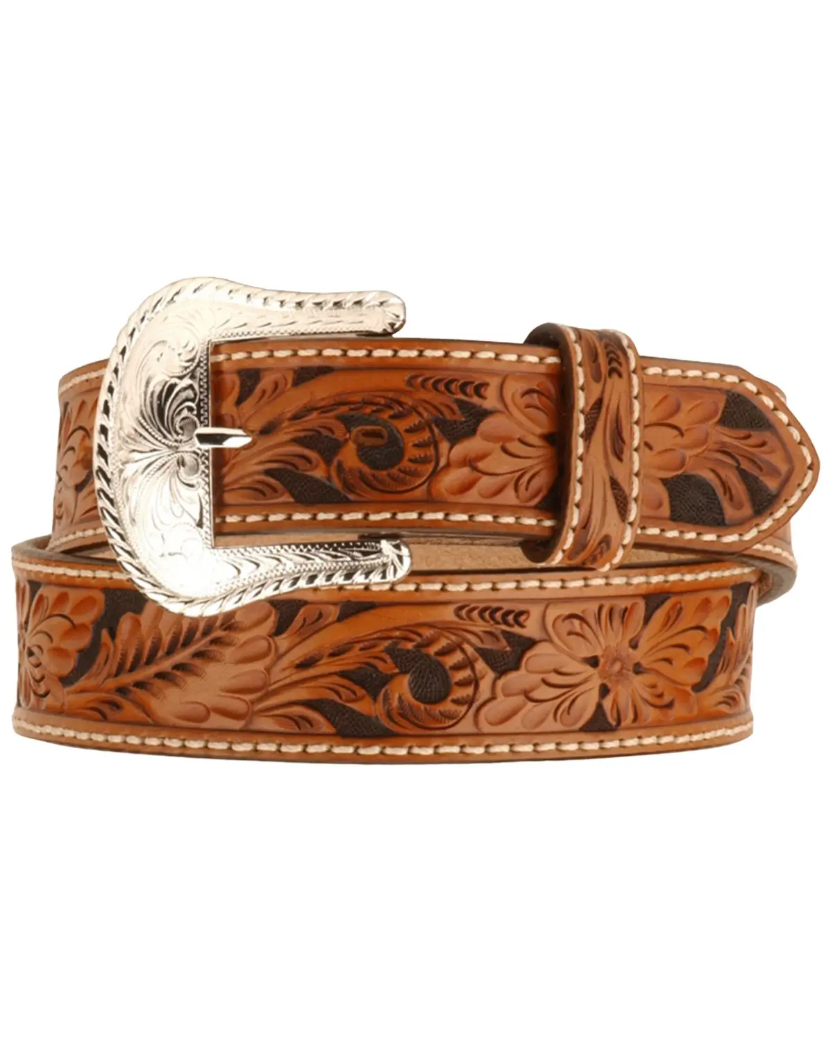 Tony Lama Men's Men'S Floral Tooled Leather Belt - C40064