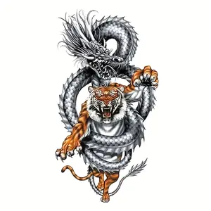 1 Temporary Tattoo, Tiger Dragon Pattern Tattoo Sticker, Waterproof Arm Shoulder Leg Body Art