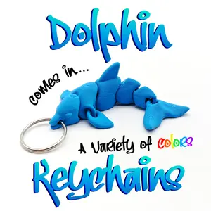 Dolphin Keychains - A 3D Articulated Print, Kawaii Dolphin Gift, Sensory Keychain, Dolphin Fidget, Ocean Lover Accessory, Back to School