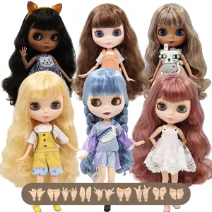 ICY DBS Blyth doll 1/6 joint body BJD toy white shiny face black frosted face with extra hands AB and panel DIY doll girl