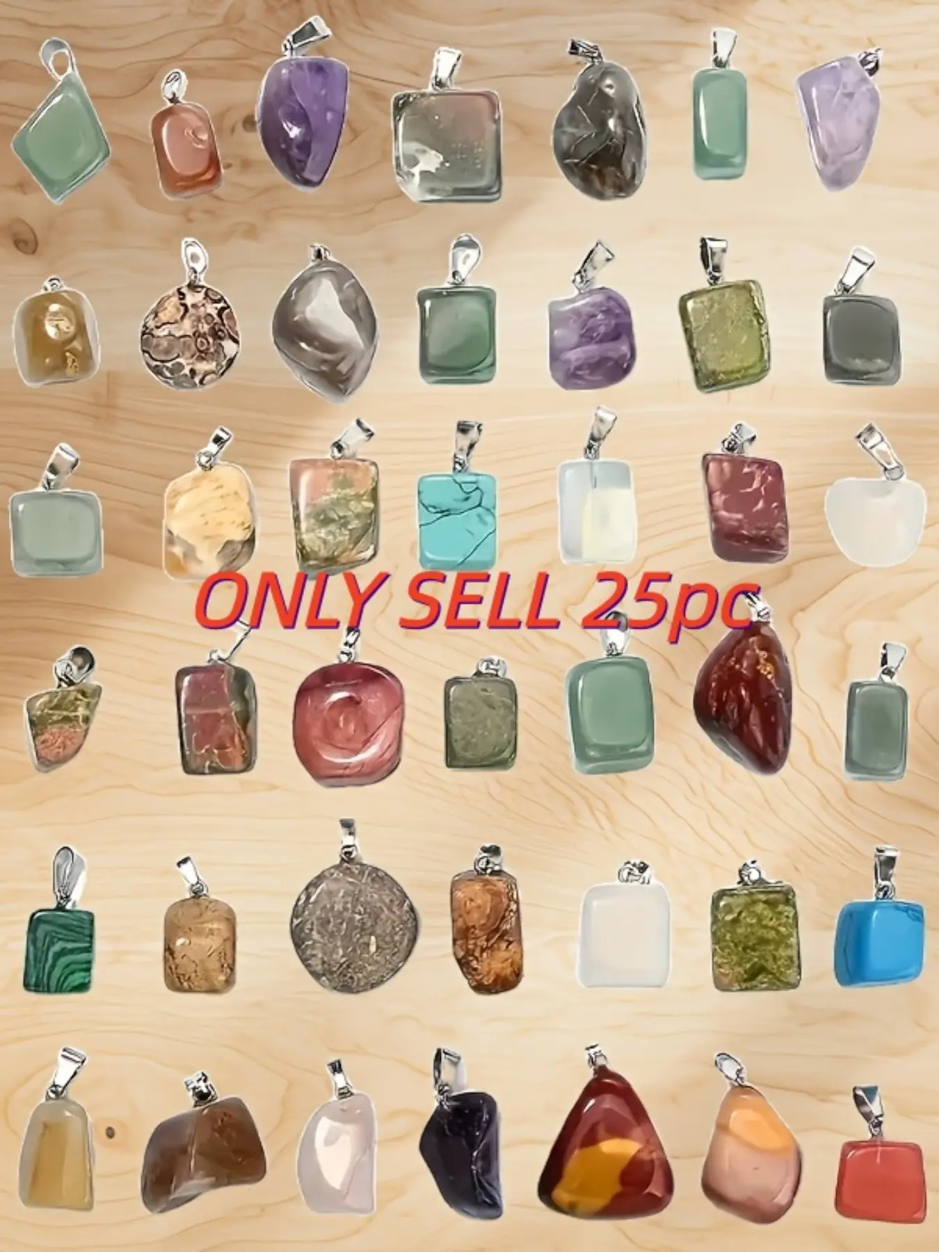 25 Natural Stone Irregular Square Shaped Unique Design Pendant, Random Crystal Jewelry, DIY Necklace Bracelet Keychain, Ideal Holiday Gift