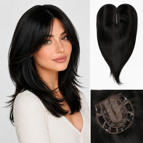 12inch Clip In Synthetic Hair Toppers for Women with Thinning Hair Full Coverage Natural Blending Easy to Wear Seamless Fit Hair Pieces for Daily & Party Use #Bcaktoschool