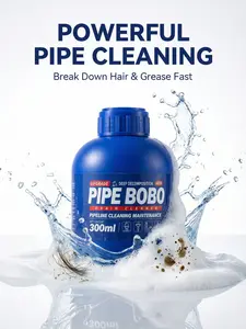 PIPE BOBO -Drain Unclogger Powerful Pipeline Dredging for Kitchen Sinks Shower Drains Tubs Dissolves 200+ Blockages Kills 99% Bacteria Safe for All Pipes Quick Dredging Formula Household Cleaner Bathroom Cleaning Tool